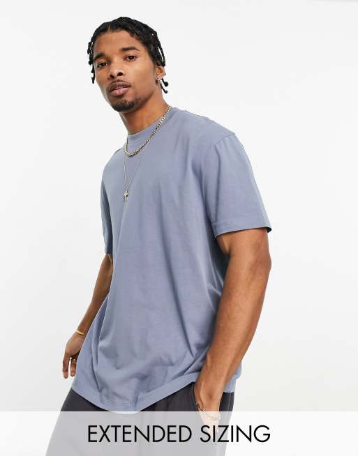 ASOS DESIGN relaxed 240gsm heavyweight fit T shirt with crew neck in blue