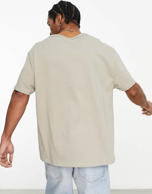 ASOS DESIGN relaxed 240gsm heavyweight t-shirt in stone, 2 of 4