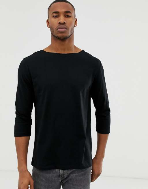 ASOS Oversized 3/4 Sleeve T-Shirt In Black