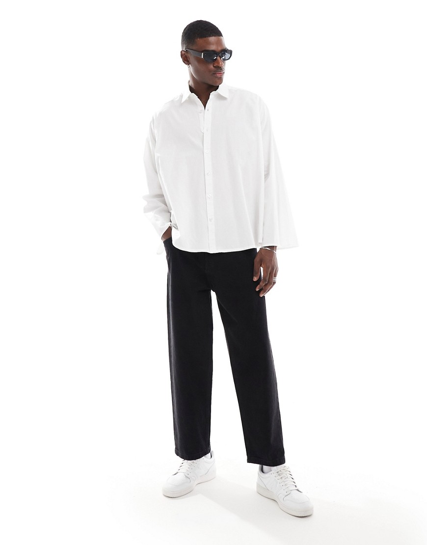 Asos Design Relaxed A-line Volume Poplin Shirt In White