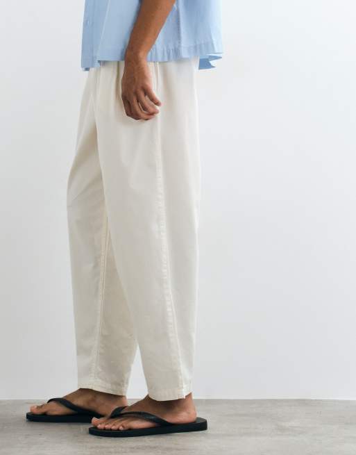 ASOS DESIGN relaxed barrel broek in ecru, 3 van 5
