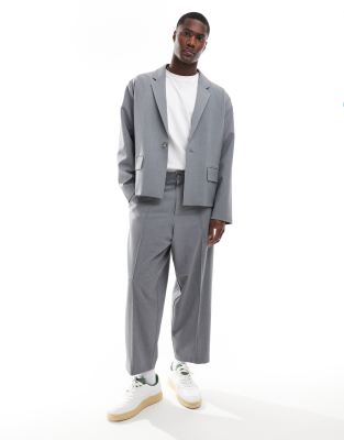 Asos Design Relaxed Barrel Leg Smart Suit Pants In Black