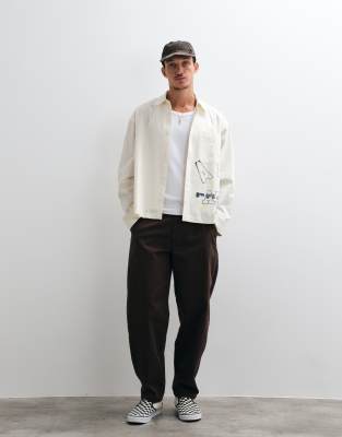 Asos Design Relaxed Barrel Pants In Brown