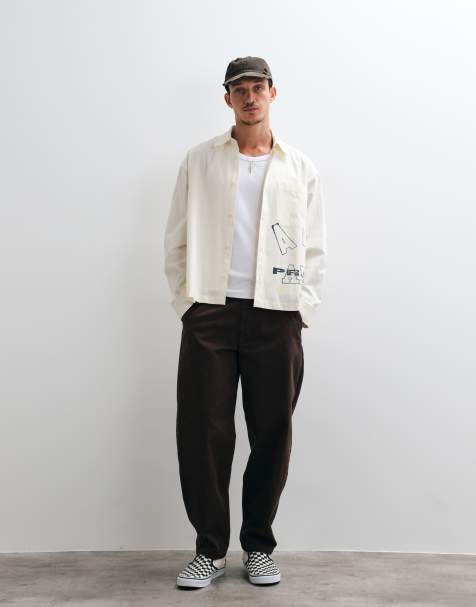 ASOS DESIGN relaxed barrel pants in brown - view 1
