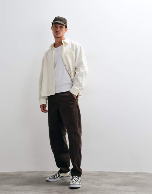 ASOS DESIGN relaxed barrel trouser in brown, 5 of 5