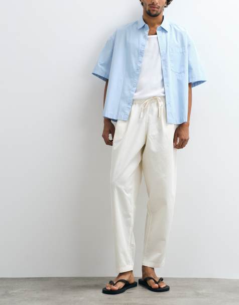 ASOS DESIGN relaxed barrel trouser in ecru