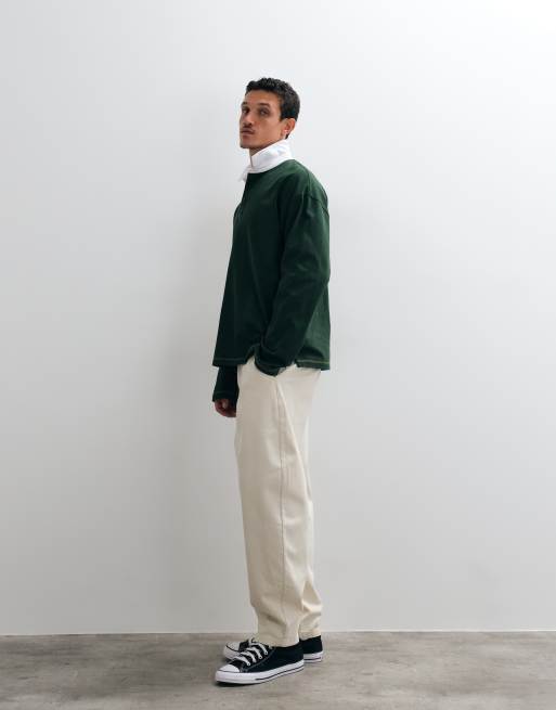 ASOS DESIGN relaxed barrel trouser in stone, 2 of 5