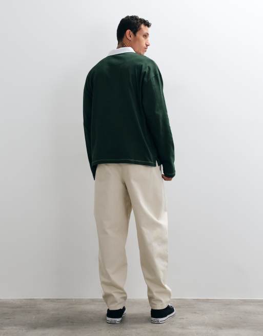 ASOS DESIGN relaxed barrel trouser in stone, 3 of 5