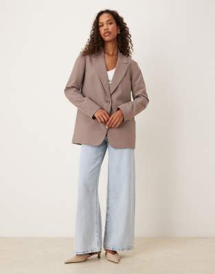Asos Design Relaxed Blazer In Gray