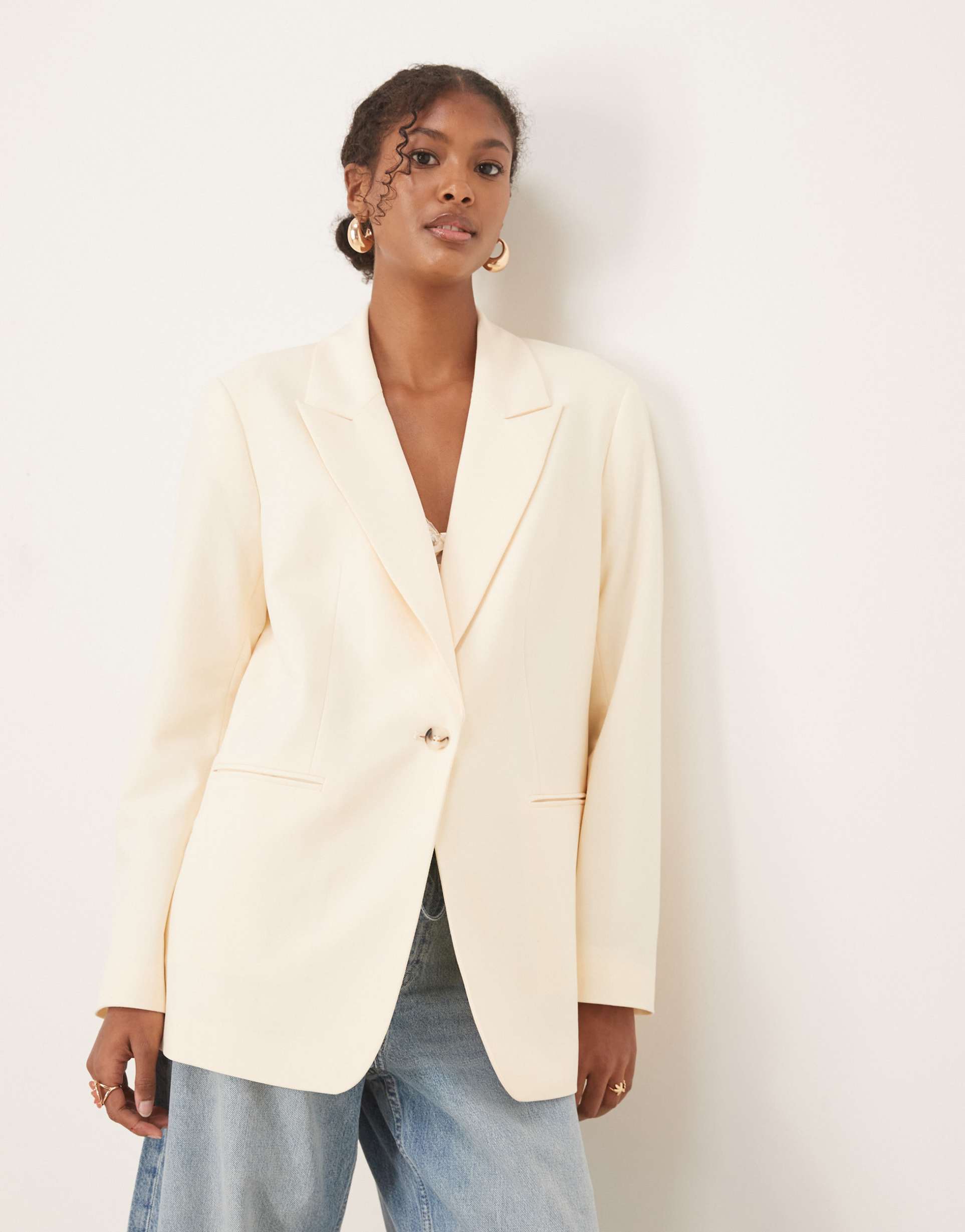 asos design relaxed blazer in cream