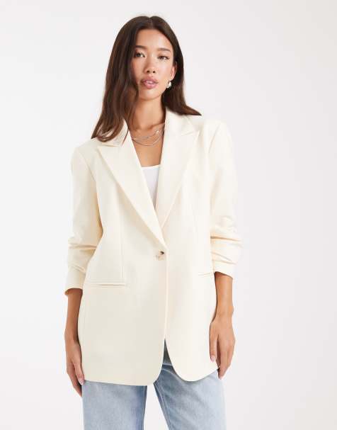 ASOS DESIGN relaxed blazer in cream - view 1
