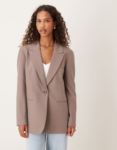 ASOS DESIGN relaxed blazer in dark taupe