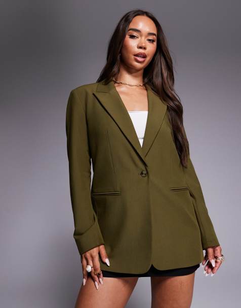 ASOS DESIGN relaxed blazer in khaki - view 1
