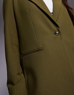Asos Design Relaxed Blazer In Green