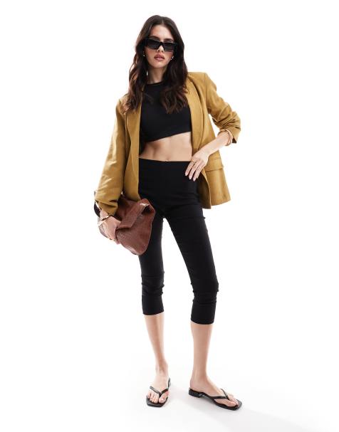 ASOS DESIGN relaxed blazer with linen in olive - view 1
