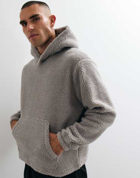 ASOS DESIGN relaxed borg hoodie in grey - view 1