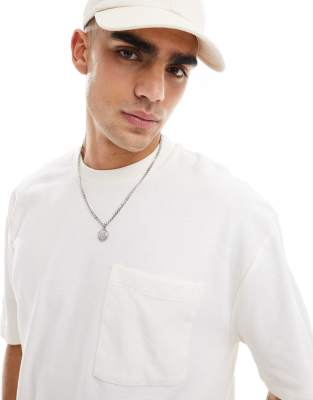 ASOS DESIGN relaxed  boucle t-shirt in ecru 