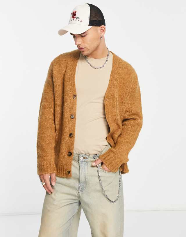 ASOS DESIGN relaxed boxy cardigan in brown