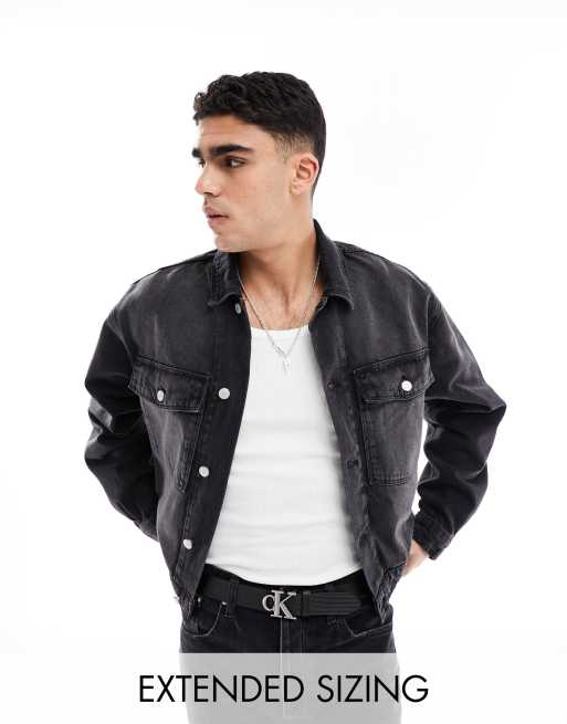 ASOS DESIGN relaxed boxy denim jacket in washed black