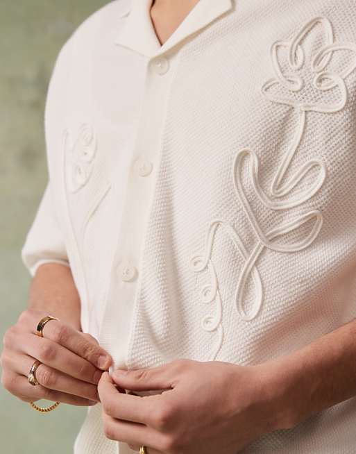 White Shirt with Boxy Fit and Embroidery White Shirt with Boxy Fit and Embroidery