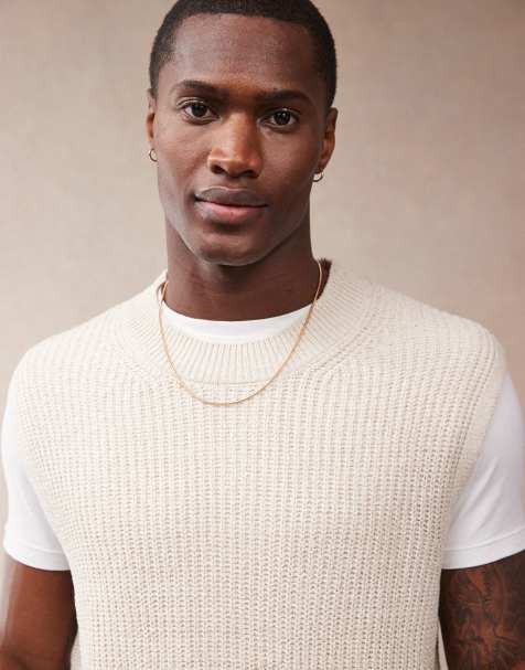 ASOS DESIGN relaxed boxy fit knitted vest in beige - view 1