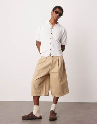 Asos Design Relaxed Boxy Fit Midweight Knit Cotton Button Up Polo In White
