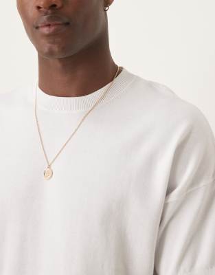 Asos Design Relaxed Boxy Fit Midweight Knitted Cotton T-shirt In White