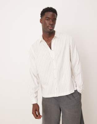 ASOS DESIGN ASOS DESIGN relaxed boxy fit shirt with copper stripe in white