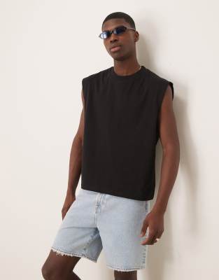 Asos Design Relaxed Boxy Heavyweight 240gsm Tank In Black