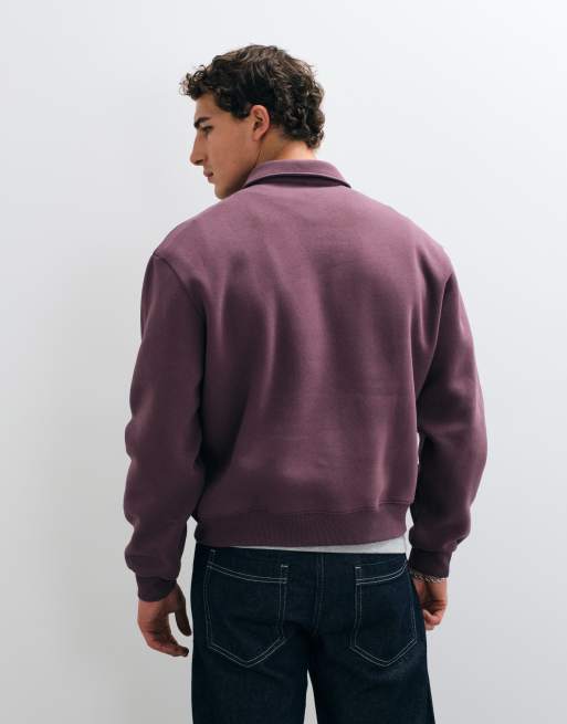 ASOS DESIGN relaxed boxy polosweater met rits in paars, 5 van 5