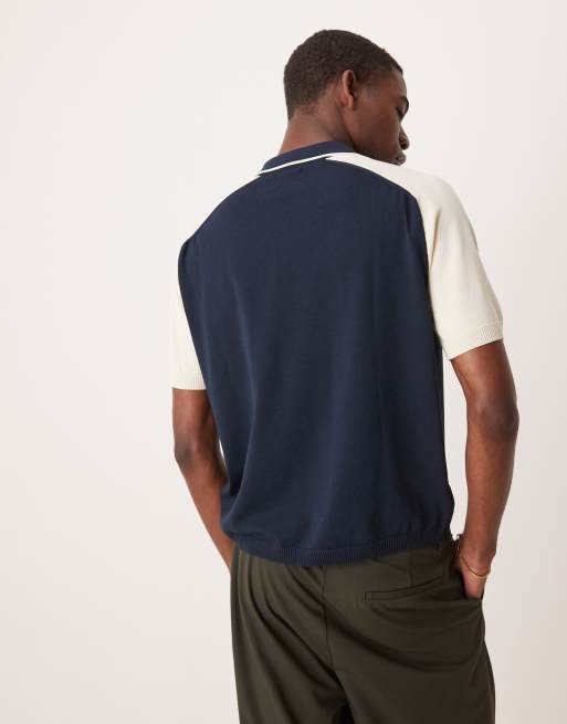 ASOS DESIGN relaxed boxy premium knit zip polo in green