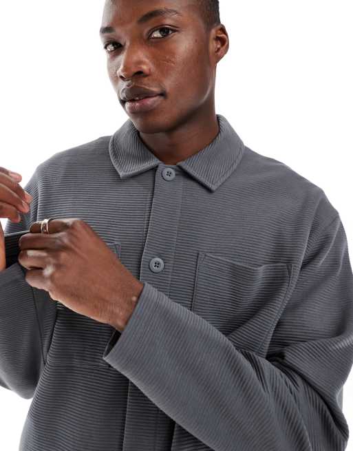 ASOS DESIGN - Camicia giacca squadrata oversize grigia