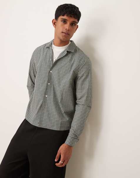 ASOS DESIGN relaxed boxy shirt in green check - view 1