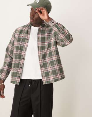 ASOS DESIGN ASOS DESIGN relaxed boxy shirt in green check-Multi
