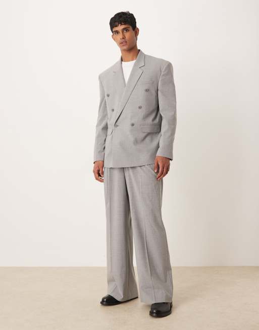 ASOS DESIGN relaxed boxy suit jacket in gray pinstripe, 2 of 5
