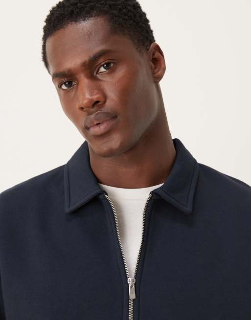 ASOS DESIGN relaxed boxy zip-through Harrington in navy