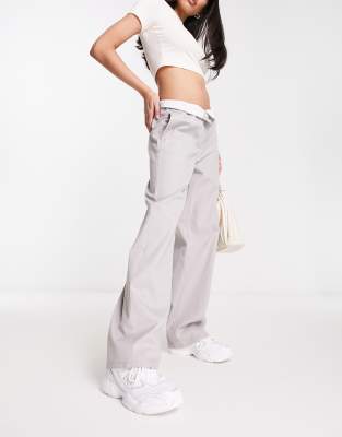 Asos Design Relaxed Boyfriend Pants In Gray