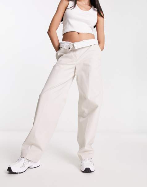ASOS DESIGN relaxed boyfriend trouser in stone