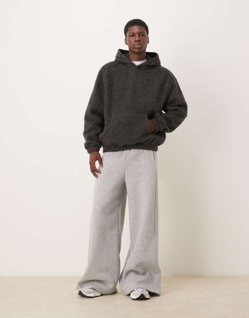 ASOS DESIGN relaxed brushed textured hoodie in charcoal