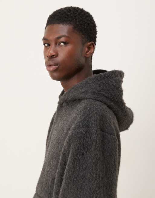 ASOS DESIGN relaxed brushed textured hoodie in charcoal , 4 of 5