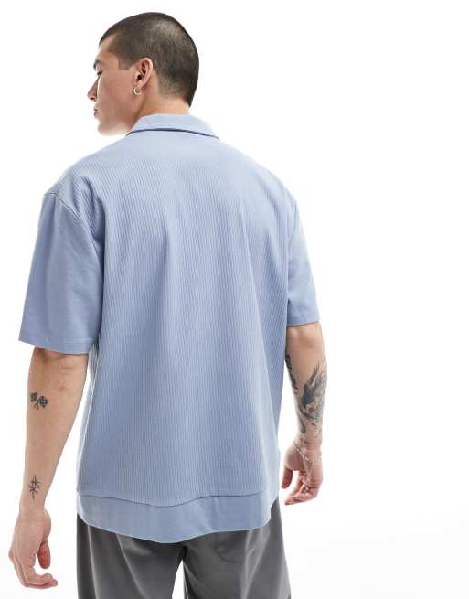 ASOS DESIGN relaxed button down polo shirt in blue | ASOS