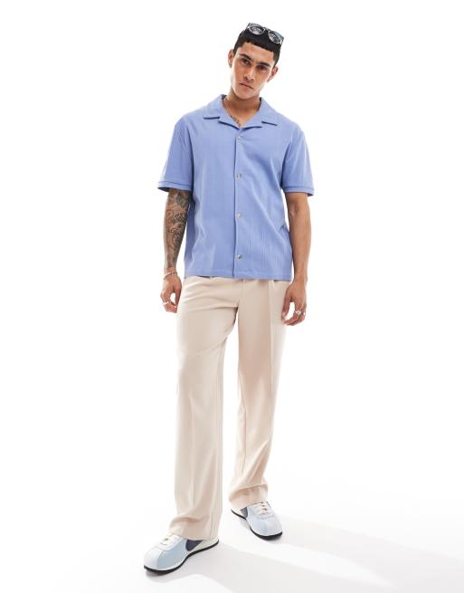 ASOS DESIGN relaxed button down shirt in mid blue | ASOS