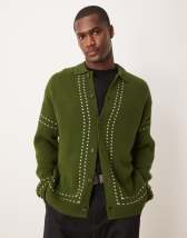 Topman fluffy v neck jumper in green