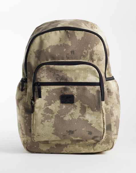ASOS DESIGN relaxed camo print nylon backpack in khaki green - view 1