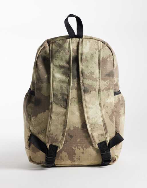 ASOS DESIGN relaxed camo print nylon backpack in khaki green, 5 of 5