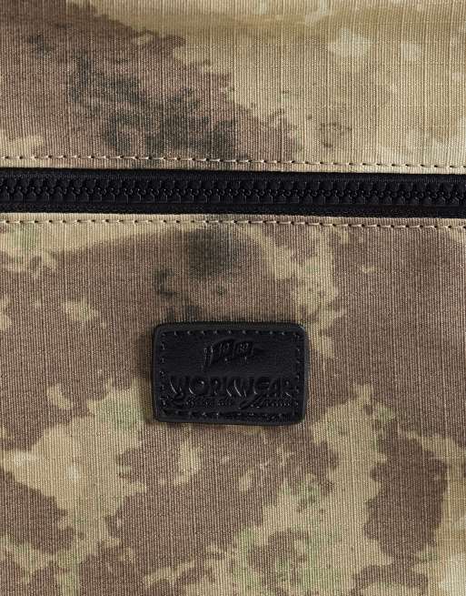 ASOS DESIGN relaxed camo print nylon backpack in khaki, 3 of 5