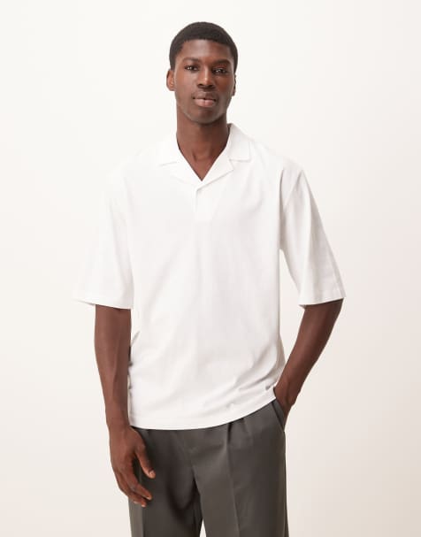 ASOS DESIGN relaxed camp collar polo shirt in white - view 1