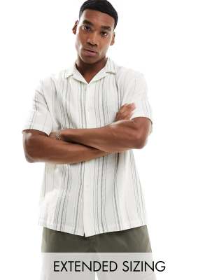 green and white striped collar shirt