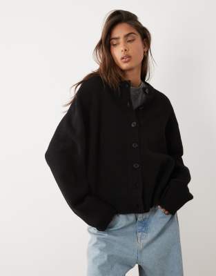 Asos Design Relaxed Cardigan With Side Split Detail In Black