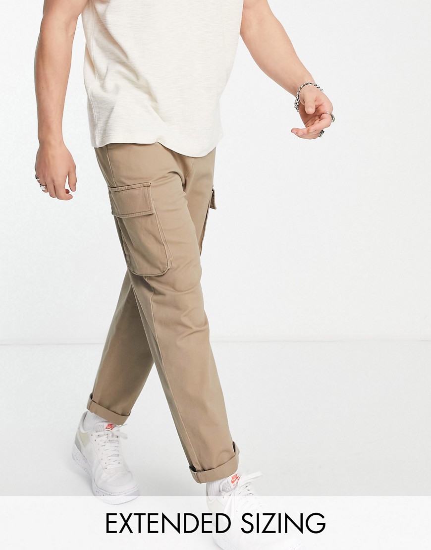 ASOS DESIGN relaxed cargo pants in stone-Neutral